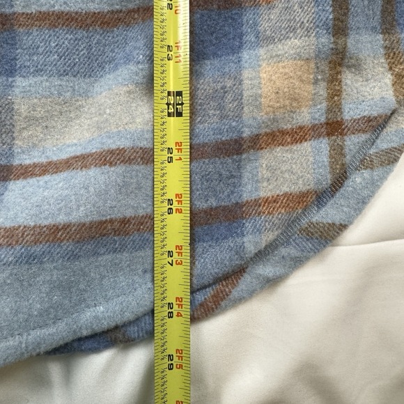 Ford Bronco Women's Graphic Flannel Shirt Shacket Plus Size 1X Plaid Blue/Brown - Picture 5 of 5